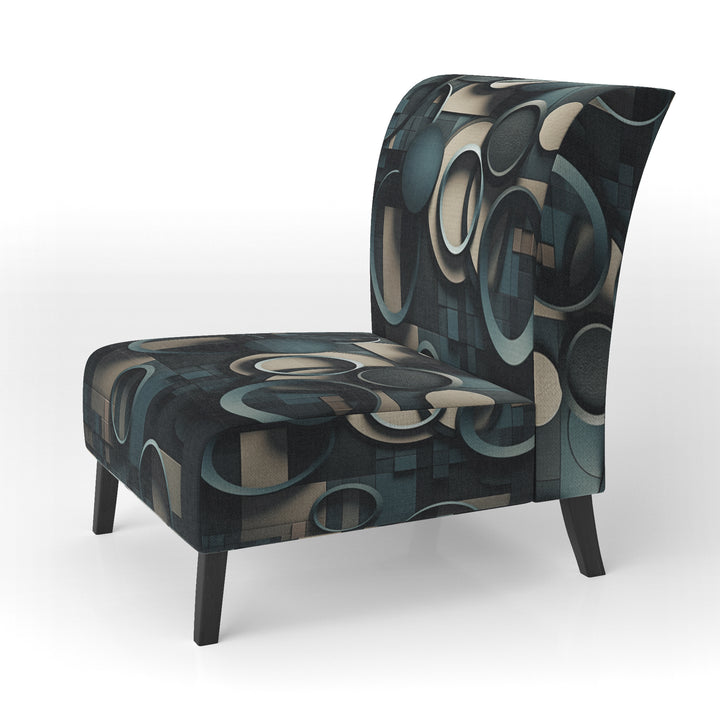 Teal Fragmented Forms - Modern Arm Chair