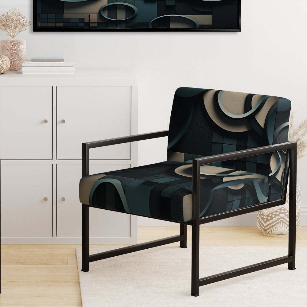 Teal Fragmented Forms - Modern Arm Chair