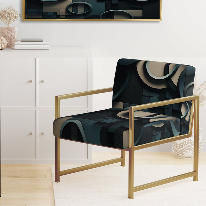 Teal Fragmented Forms - Modern Arm Chair