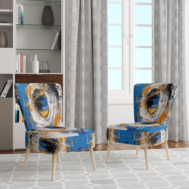 Blue Grey Symmetrical Meets - Upholstered Modern Accent Chairs