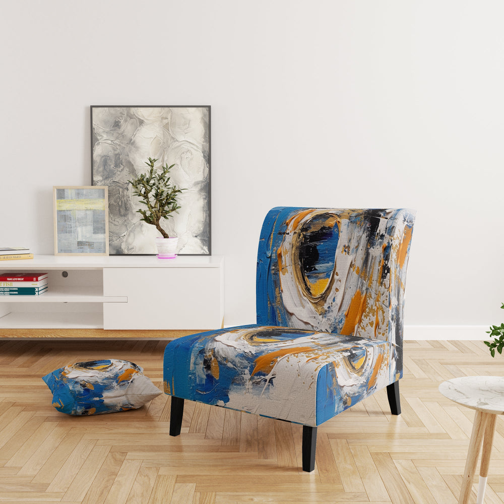 Blue Grey Symmetrical Meets - Upholstered Modern Accent Chairs