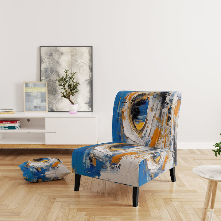 Blue Grey Symmetrical Meets - Upholstered Modern Accent Chairs
