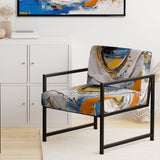 Blue Grey Symmetrical Meets - Upholstered Modern Accent Chairs