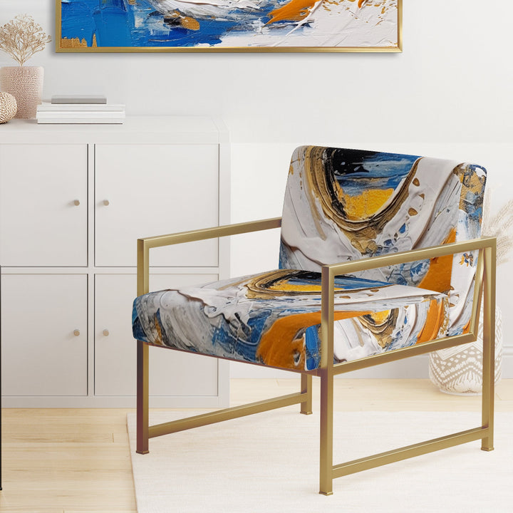 Blue Grey Symmetrical Meets - Upholstered Modern Accent Chairs