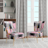 Grey Pink Symmetrical Abstract - Modern Accent Side Chair