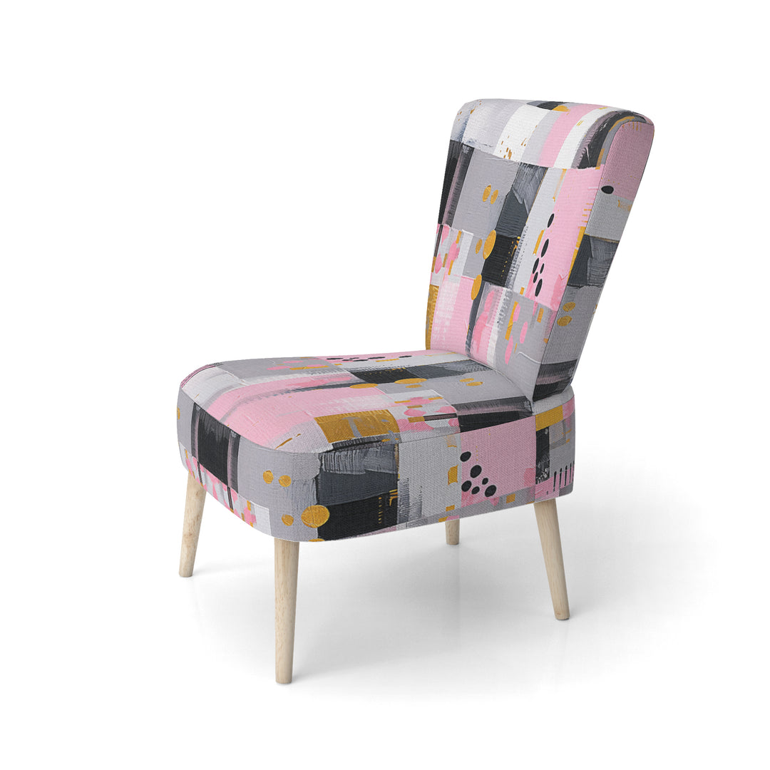 Grey Pink Symmetrical Abstract - Modern Accent Side Chair