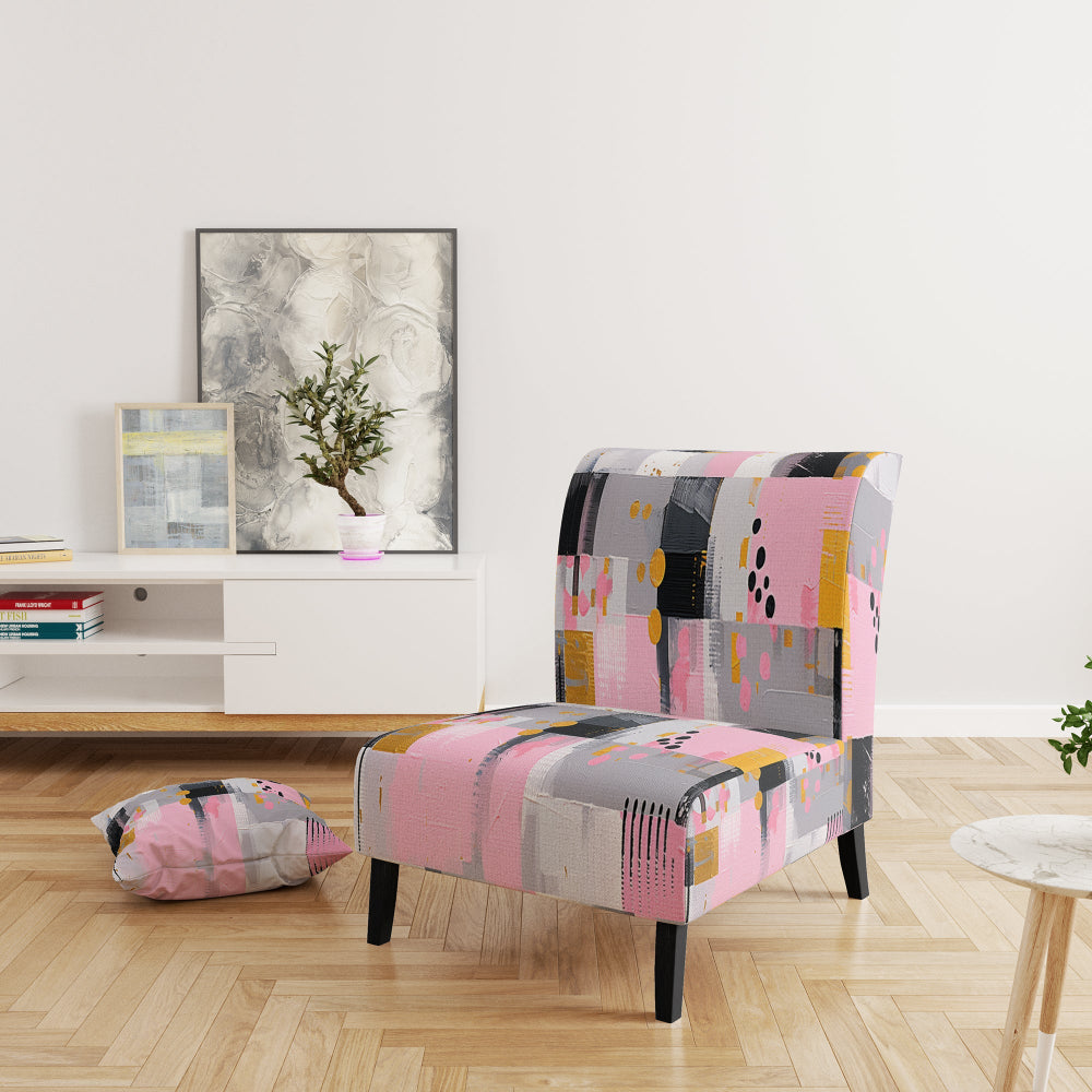Grey Pink Symmetrical Abstract - Modern Accent Side Chair