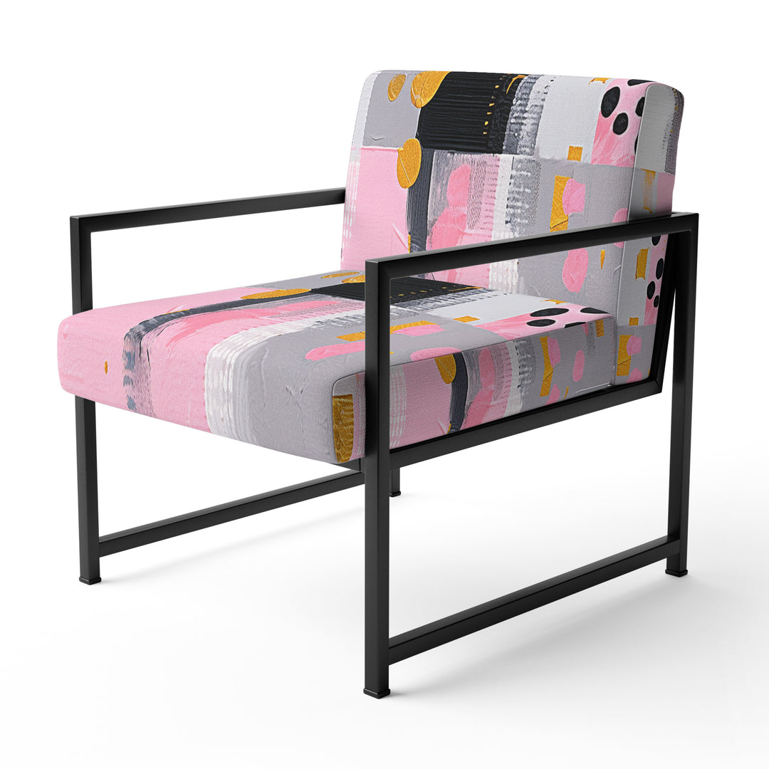 Grey Pink Symmetrical Abstract - Modern Accent Side Chair