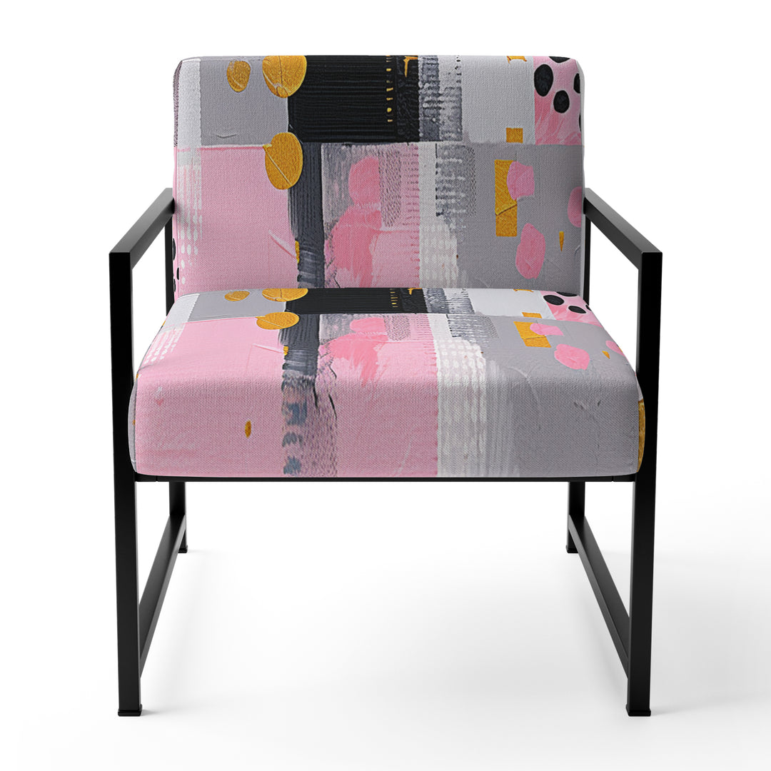 Grey Pink Symmetrical Abstract - Modern Accent Side Chair