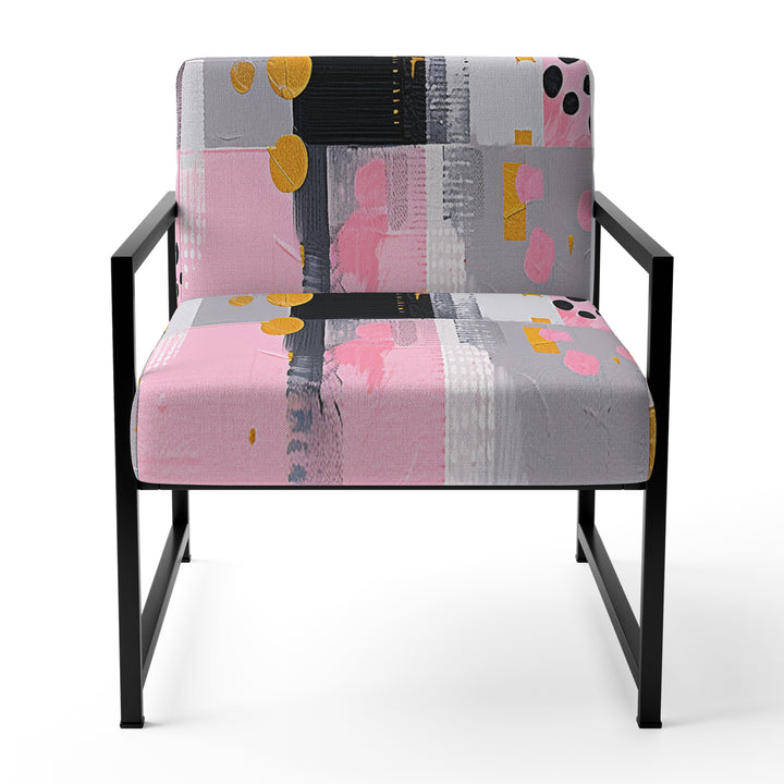Grey Pink Symmetrical Abstract - Modern Accent Side Chair