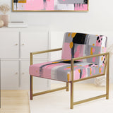 Grey Pink Symmetrical Abstract - Modern Accent Side Chair