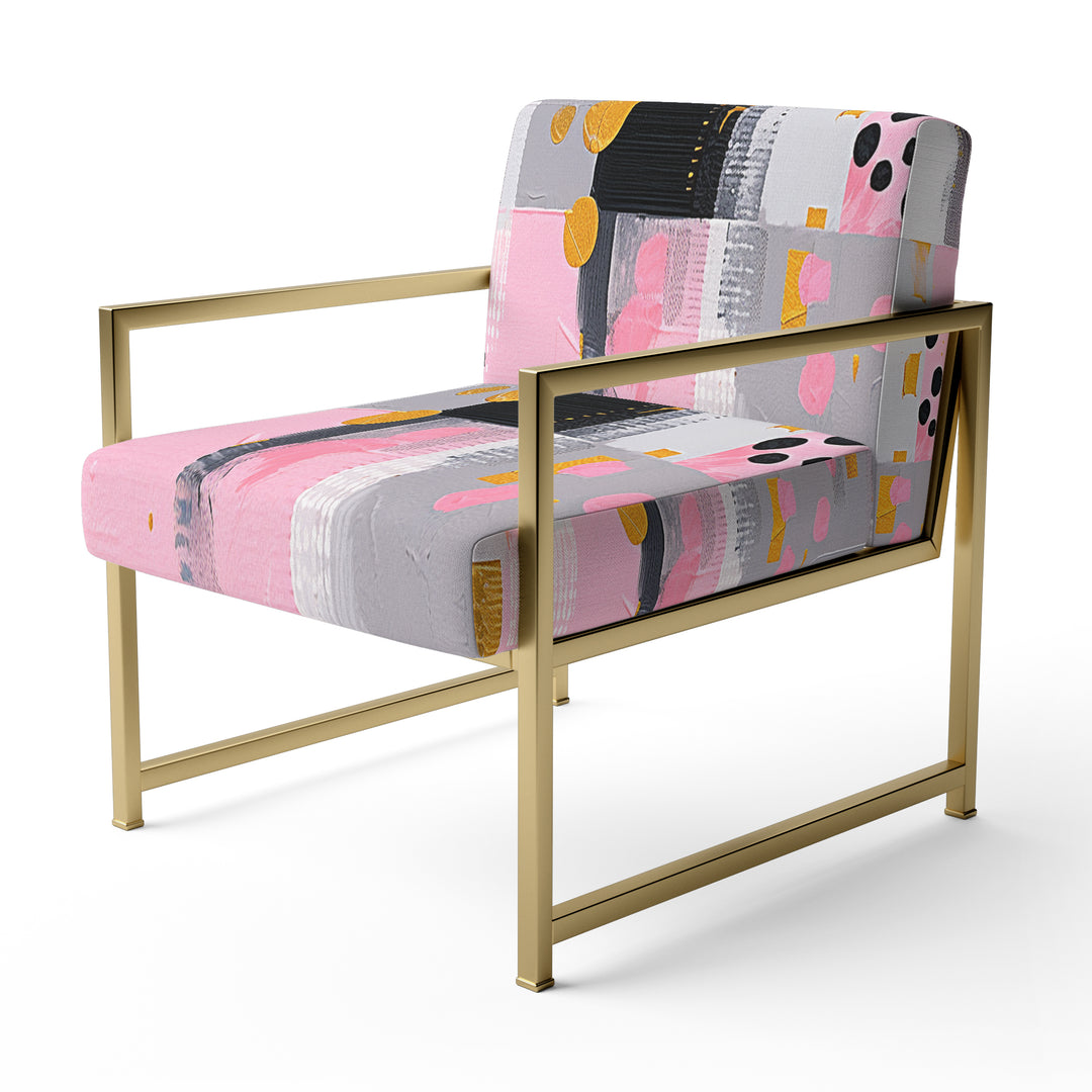 Grey Pink Symmetrical Abstract - Modern Accent Side Chair