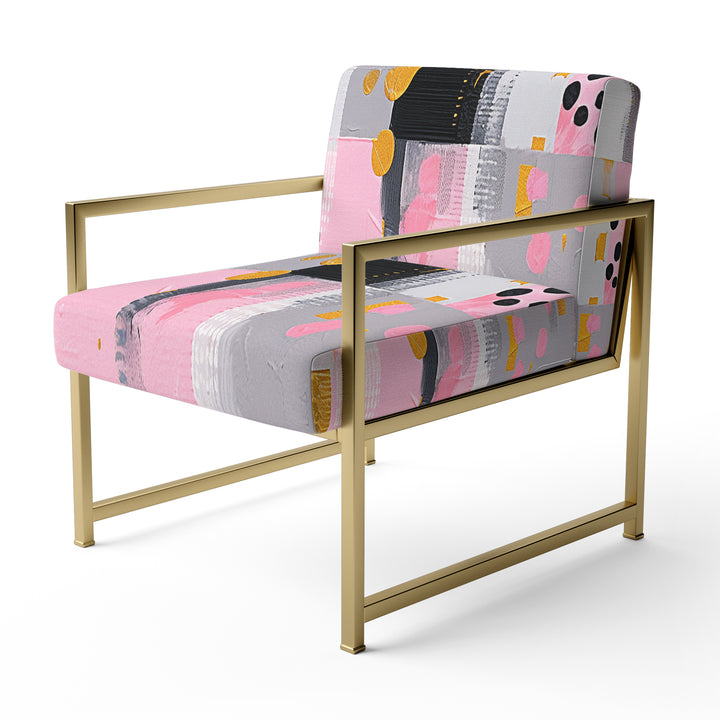 Grey Pink Symmetrical Abstract - Modern Accent Side Chair