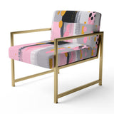 Grey Pink Symmetrical Abstract - Modern Accent Side Chair