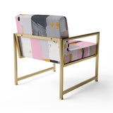 Grey Pink Symmetrical Abstract - Modern Accent Side Chair
