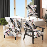 Pink Grey Symmetrical Abstract - Modern Accent Slipper Chair