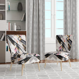 Pink Grey Symmetrical Abstract - Modern Accent Slipper Chair