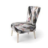Pink Grey Symmetrical Abstract - Modern Accent Slipper Chair