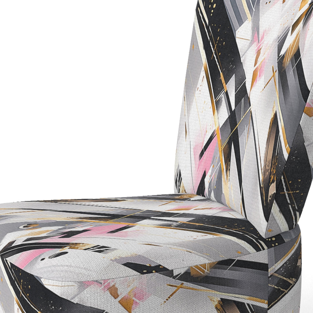 Pink Grey Symmetrical Abstract - Modern Accent Slipper Chair