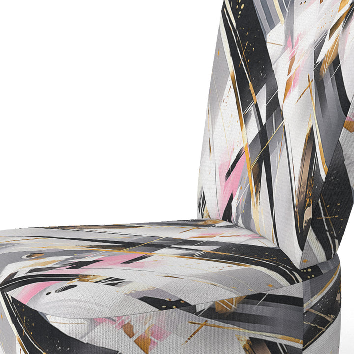Pink Grey Symmetrical Abstract - Modern Accent Slipper Chair