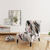 Pink Grey Symmetrical Abstract - Modern Accent Slipper Chair