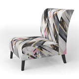 Pink Grey Symmetrical Abstract - Modern Accent Slipper Chair