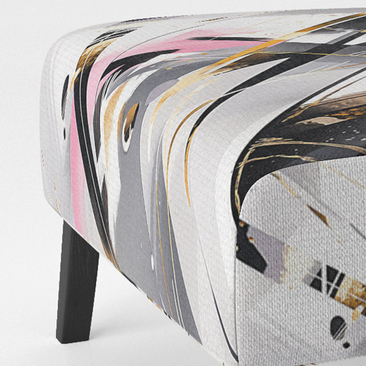 Pink Grey Symmetrical Abstract - Modern Accent Slipper Chair