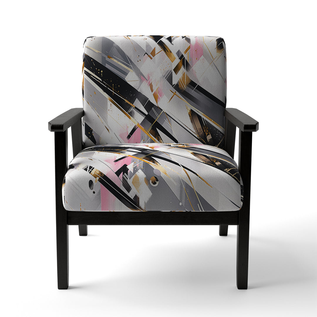 Pink Grey Symmetrical Abstract - Modern Accent Slipper Chair