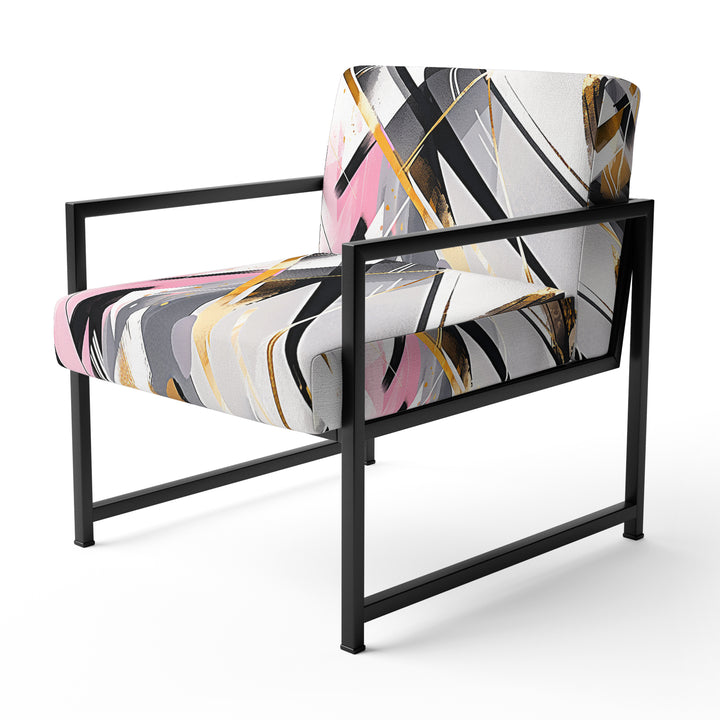 Pink Grey Symmetrical Abstract - Modern Accent Slipper Chair