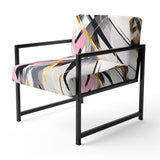 Pink Grey Symmetrical Abstract - Modern Accent Slipper Chair