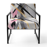 Pink Grey Symmetrical Abstract - Modern Accent Slipper Chair