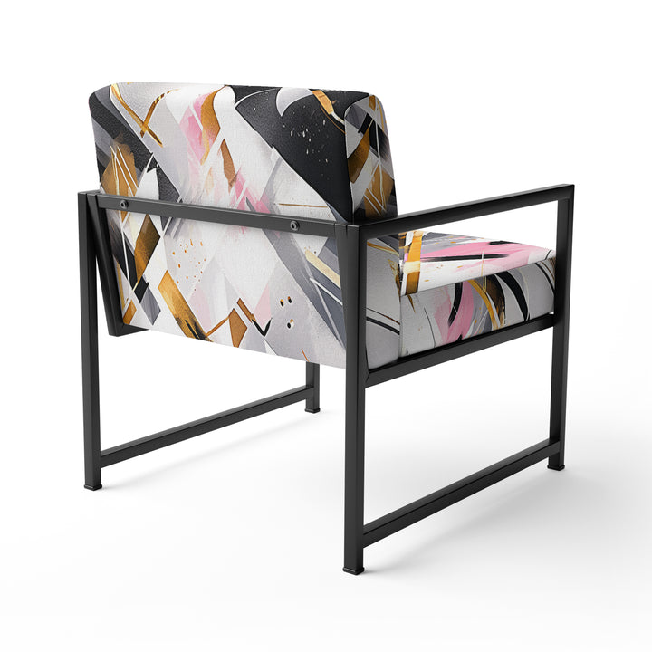 Pink Grey Symmetrical Abstract - Modern Accent Slipper Chair