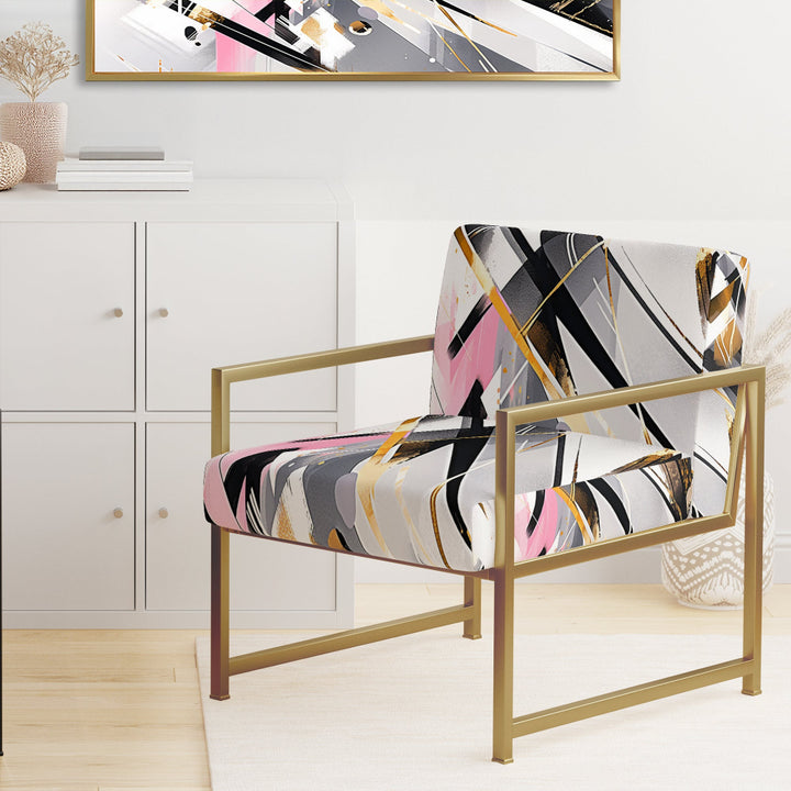 Pink Grey Symmetrical Abstract - Modern Accent Slipper Chair