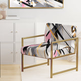 Pink Grey Symmetrical Abstract - Modern Accent Slipper Chair