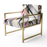 Pink Grey Symmetrical Abstract - Modern Accent Slipper Chair