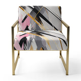 Pink Grey Symmetrical Abstract - Modern Accent Slipper Chair