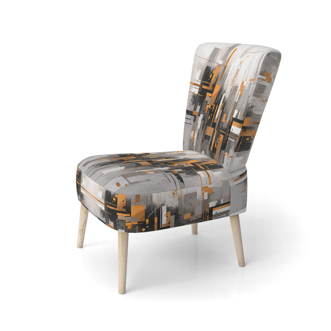 Orange Grey Bold Stripes - Modern Accent Side Chair