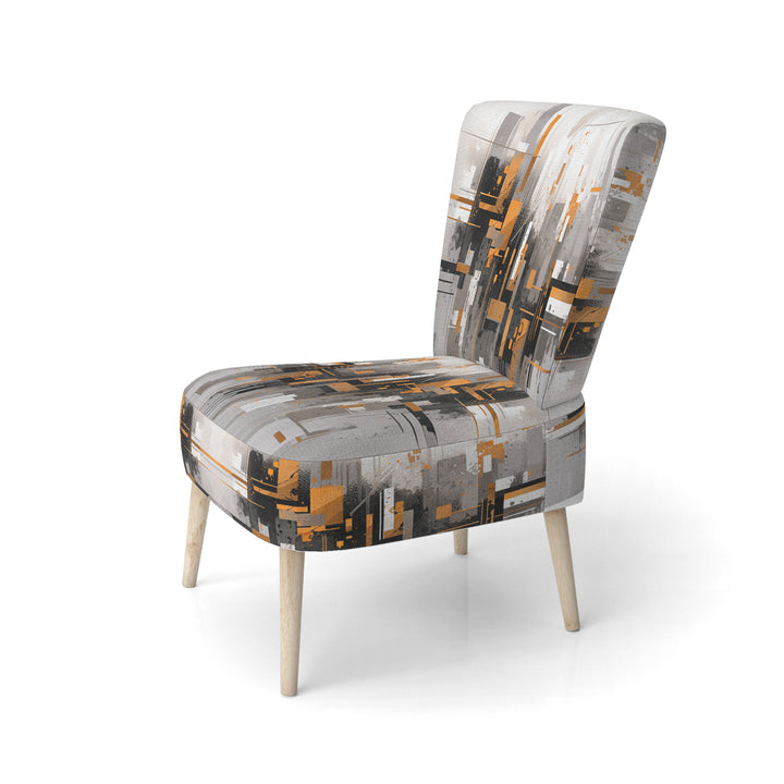Orange Grey Bold Stripes - Modern Accent Side Chair
