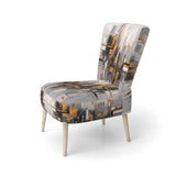 Orange Grey Bold Stripes - Modern Accent Side Chair