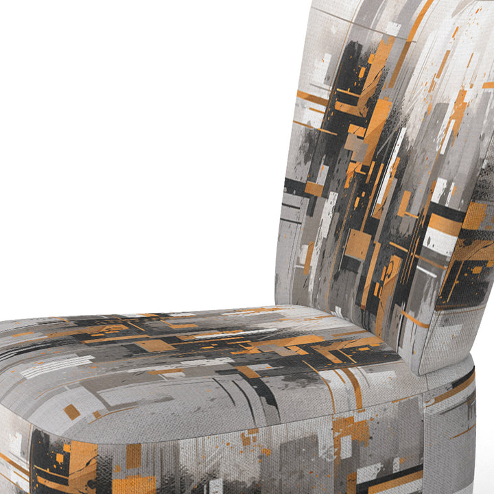 Orange Grey Bold Stripes - Modern Accent Side Chair