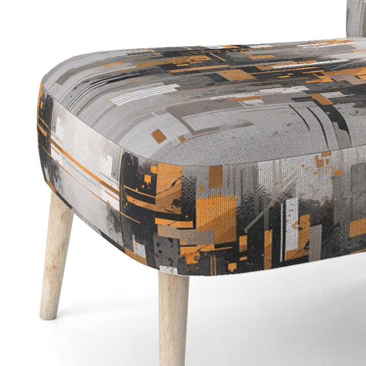 Orange Grey Bold Stripes - Modern Accent Side Chair