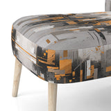 Orange Grey Bold Stripes - Modern Accent Side Chair