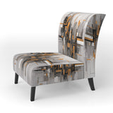 Orange Grey Bold Stripes - Modern Accent Side Chair