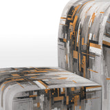 Orange Grey Bold Stripes - Modern Accent Side Chair