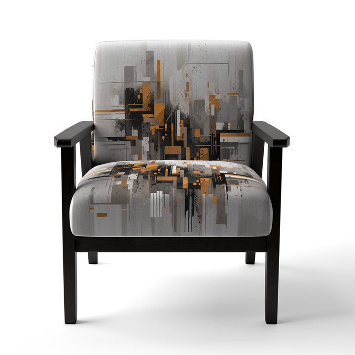 Orange Grey Bold Stripes - Modern Accent Side Chair