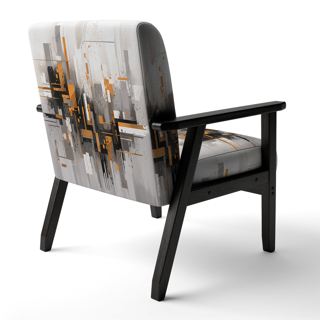 Orange Grey Bold Stripes - Modern Accent Side Chair
