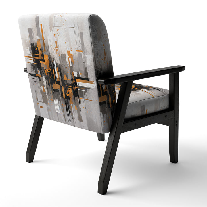 Orange Grey Bold Stripes - Modern Accent Side Chair