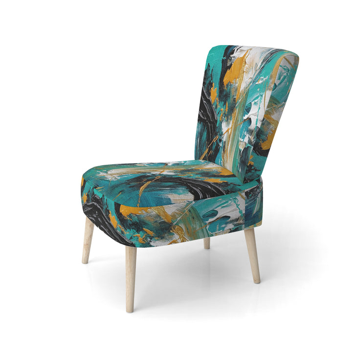 Teal Yellow Cubist Kaleidoscope - Modern Arm Chair