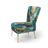 Teal Yellow Cubist Kaleidoscope - Modern Arm Chair
