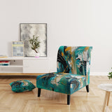 Teal Yellow Cubist Kaleidoscope - Modern Arm Chair